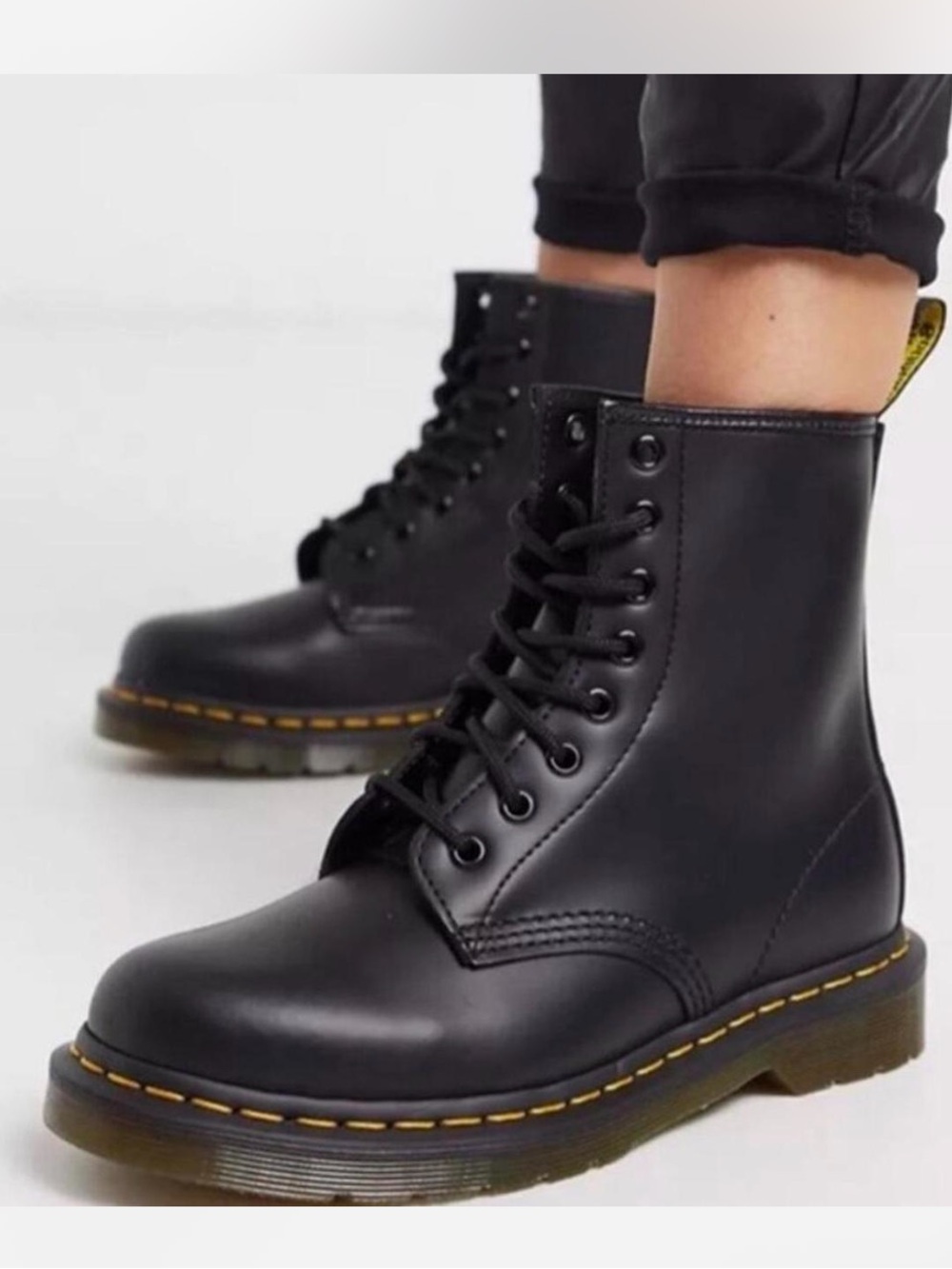 Dr. Martens 1460 Boot Kids youth size 12 black smooth leather lace up combat